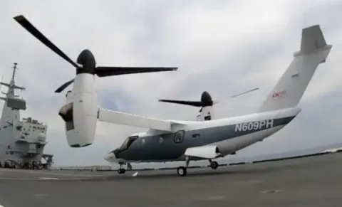 Italy: AW609 Tiltrotor Completes First Test from Aircraft Carrier